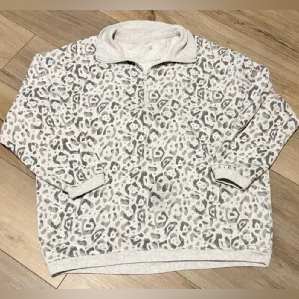 Quarter Zip Aerie Cheetah Print Sweatshirt AERIE